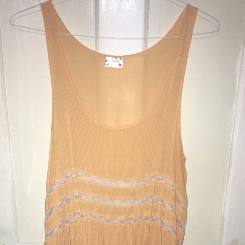 Intimately Free People Slip Orange and White Lace